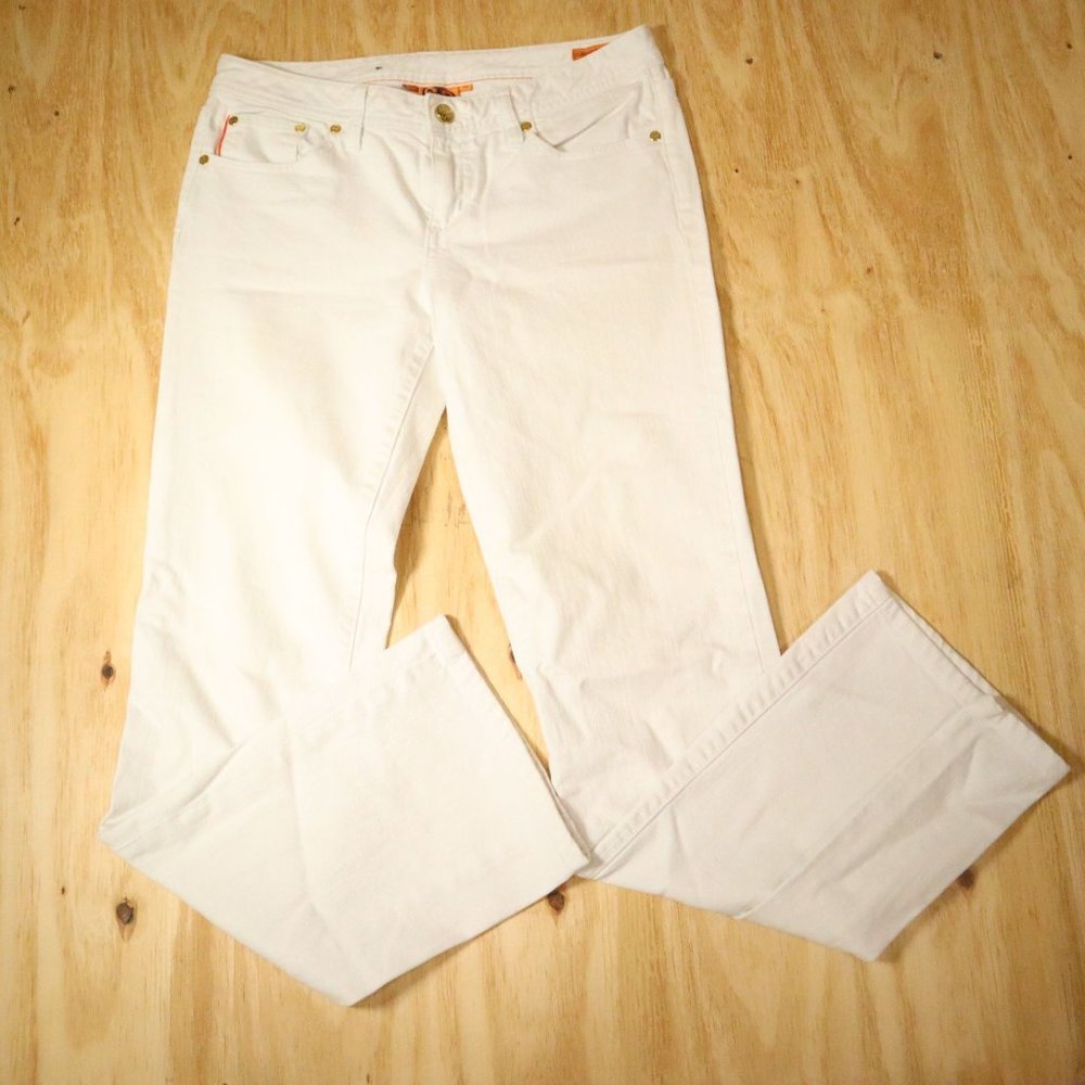 Tory Burch White Classic Tory Boot Jeans Women's Size 29 See Pics